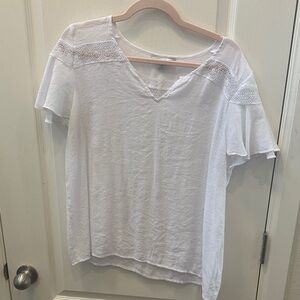 Counterparts White V-Neck Lace Blouse